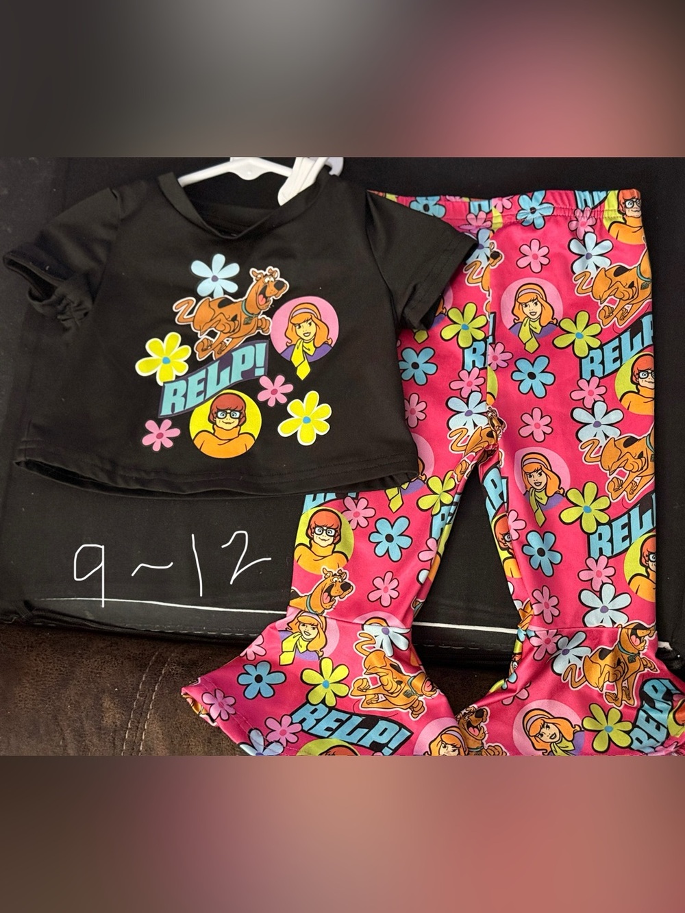 Scooby-Doo Kids 2-Piece Set - Black Top & Pink Floral Pants